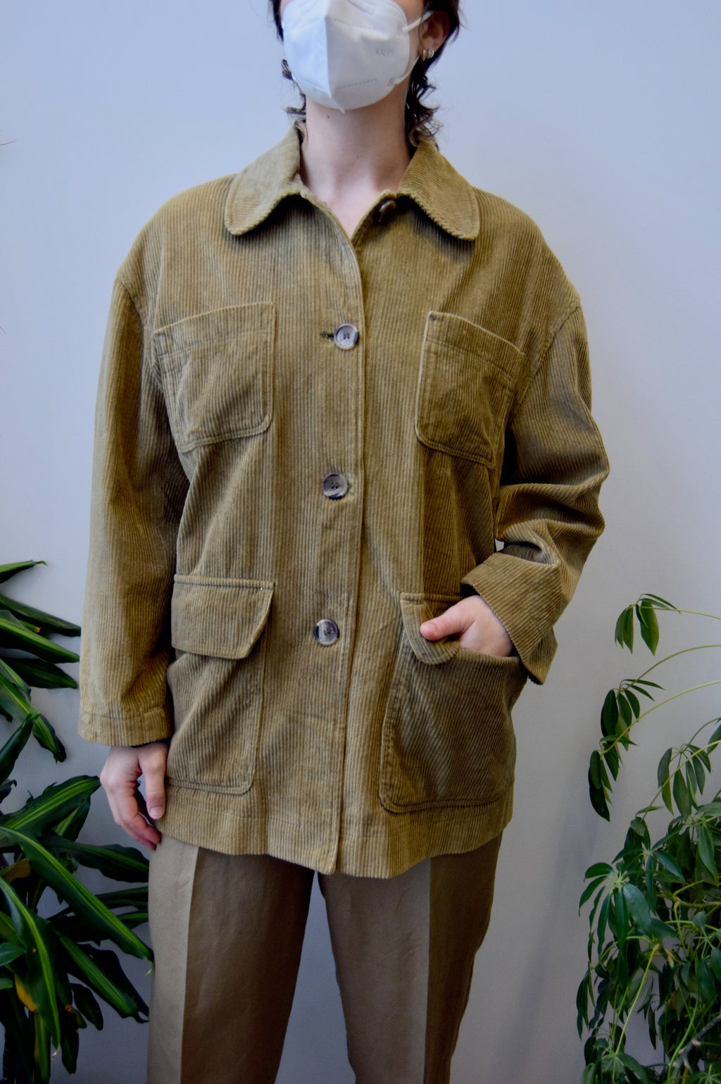 Khaki Cord Shacket