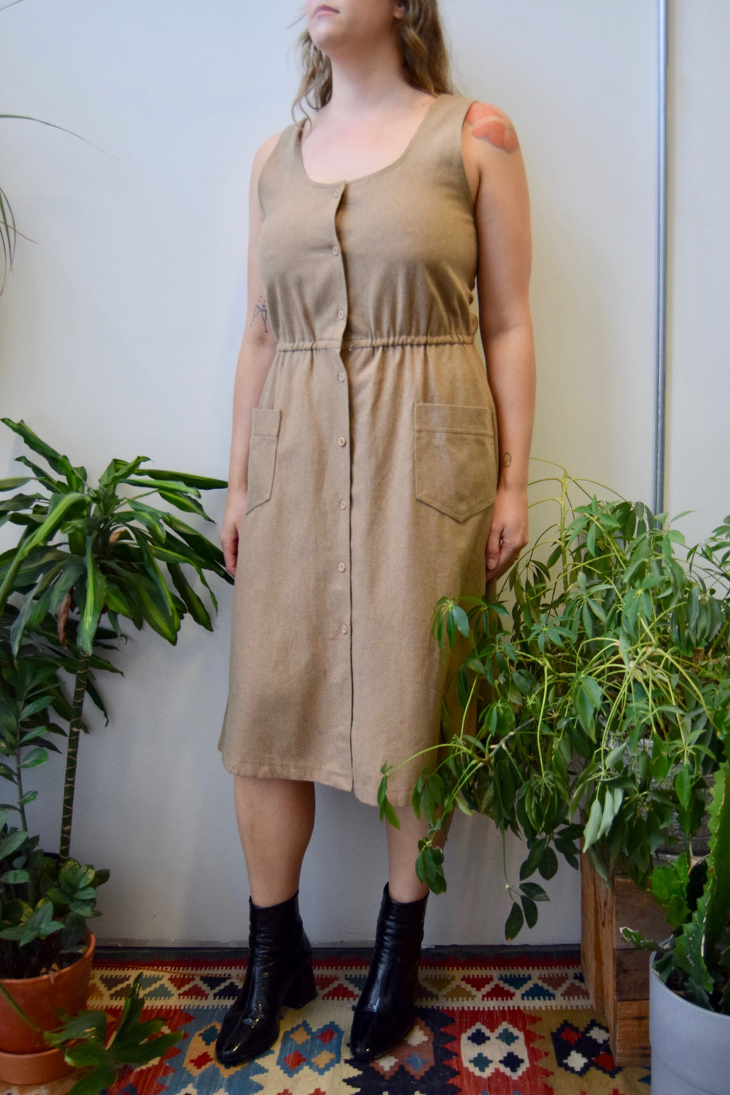 Wheat Wool Pocket Dress