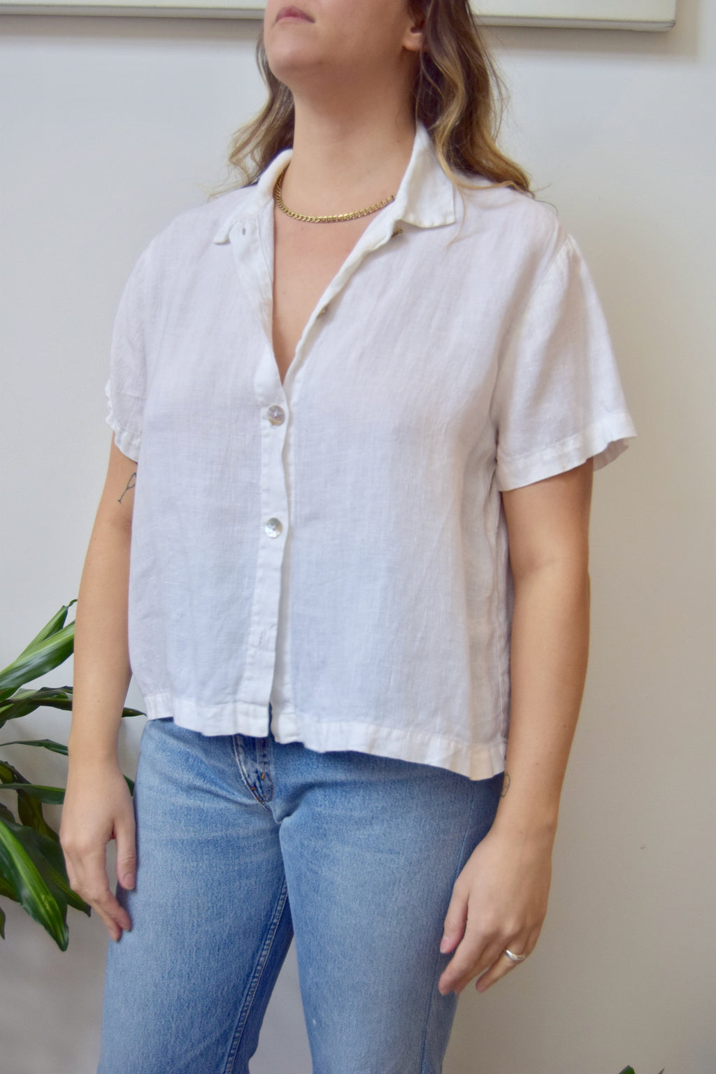 White Linen Staple Top