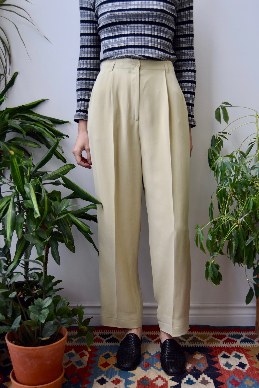 Silk Straight Leg Trousers