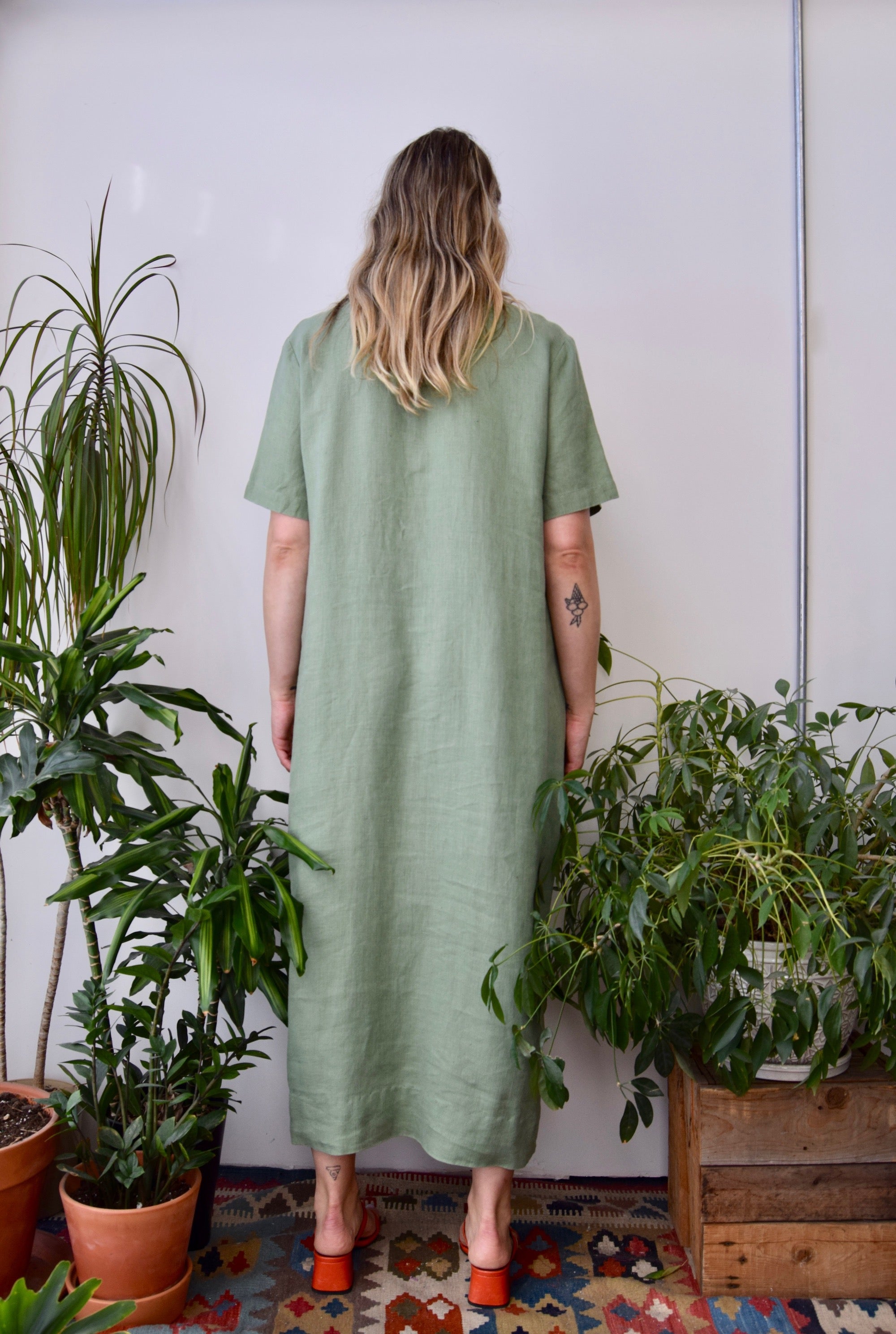 Matcha Linen Market Dress