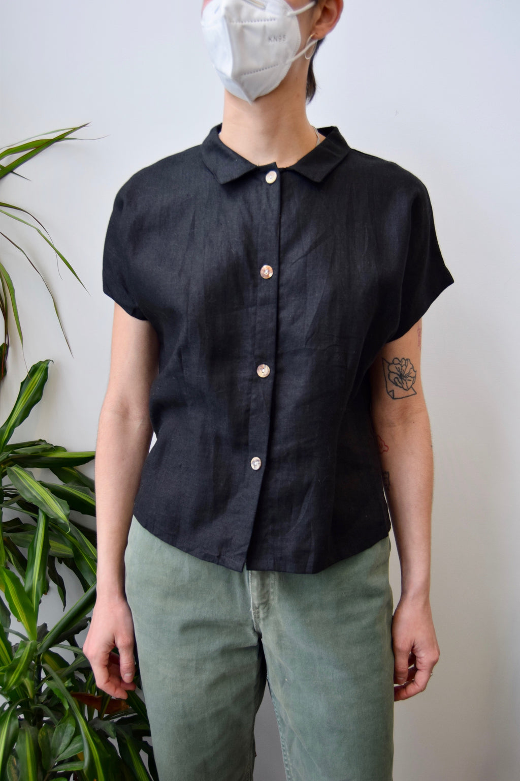 Black Linen Blouse