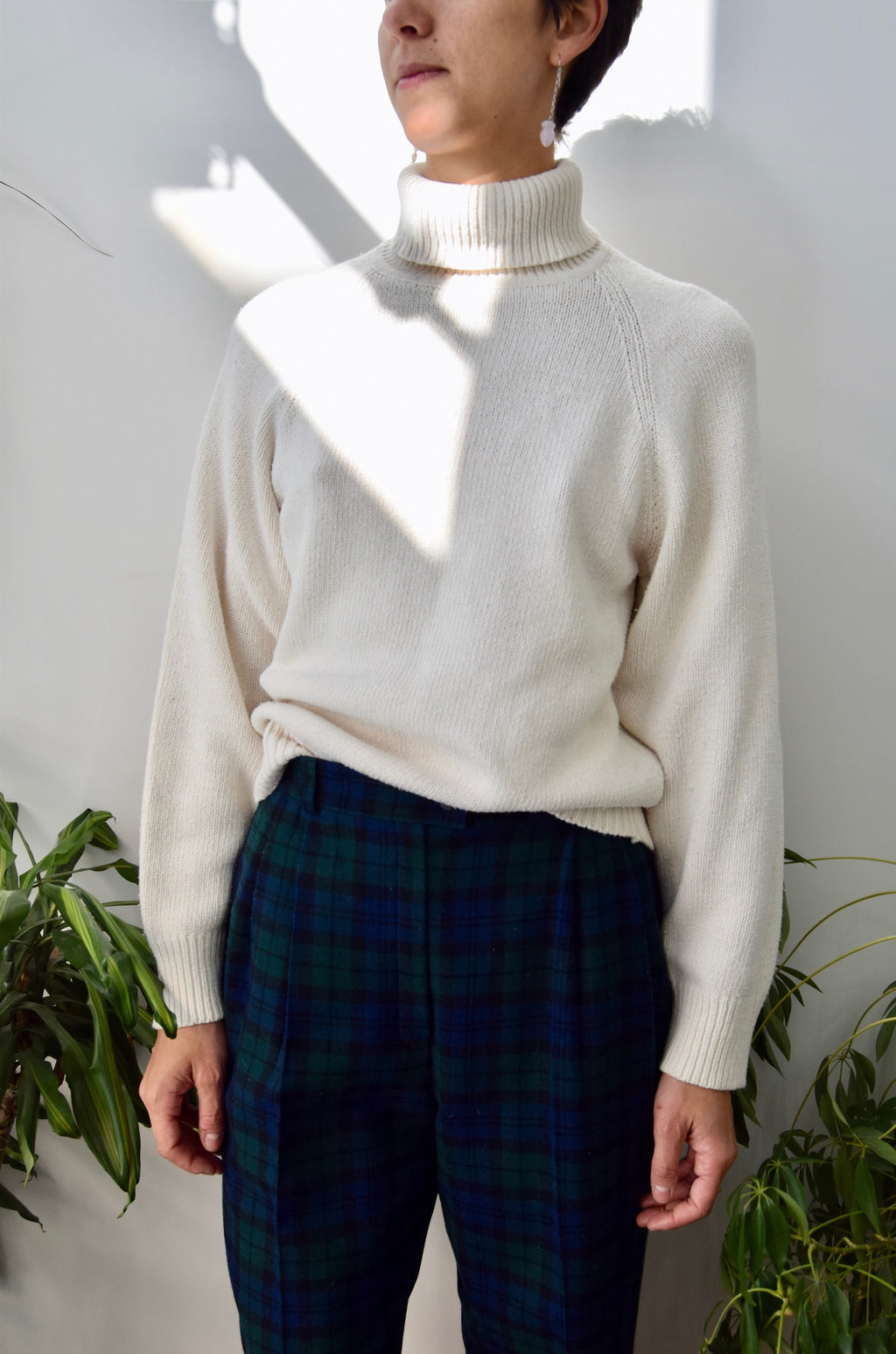 Cream Cotton Silk Turtleneck