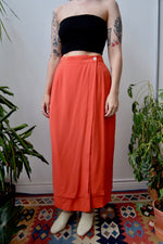 Coral Silk Wrap Skirt