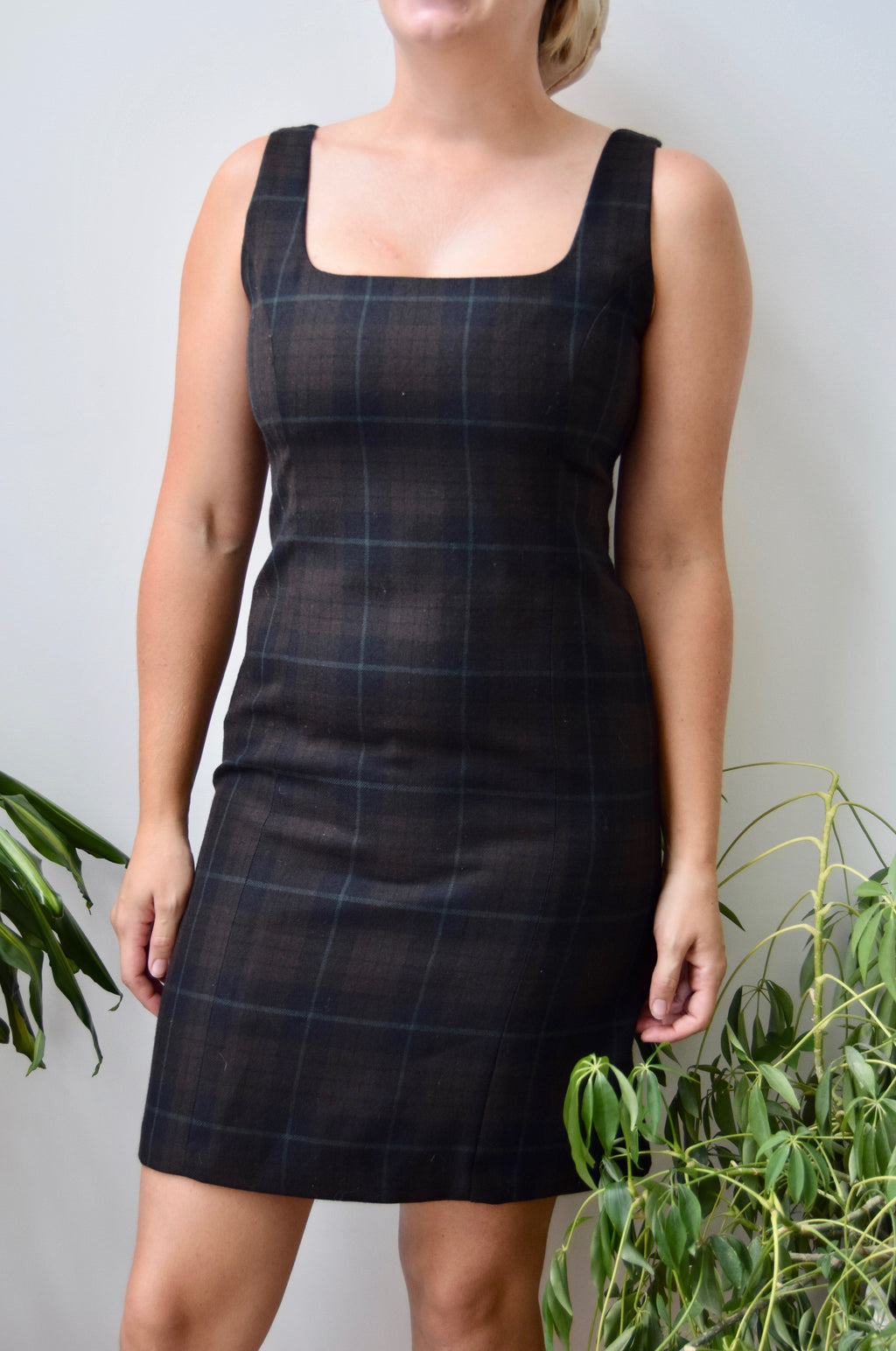 Calvin Klein Plaid Wool Dress