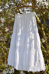 Antique Edwardian Cotton And Crochet Petticoat Skirt