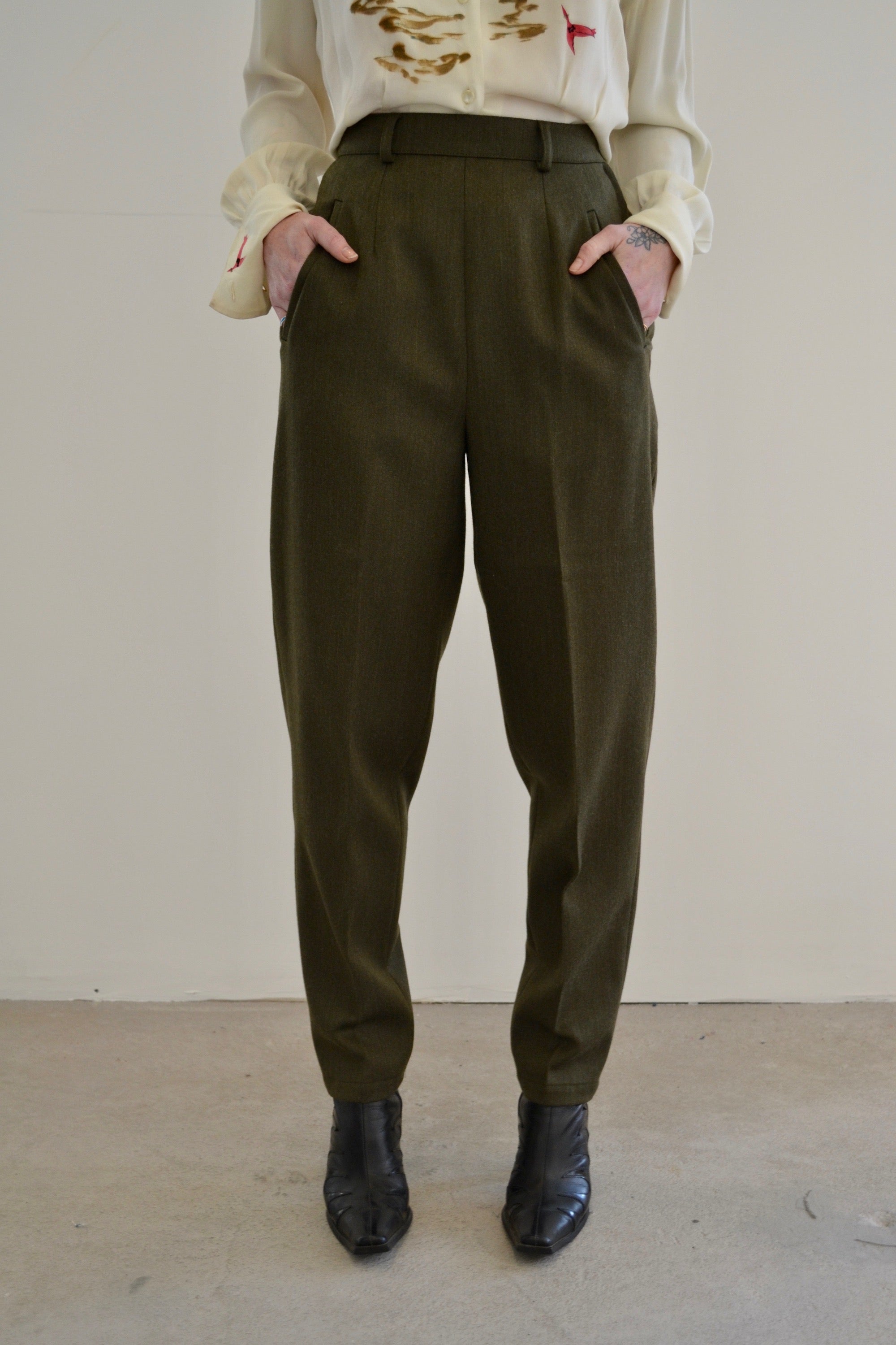Military Green Wool Max Mara Trousers