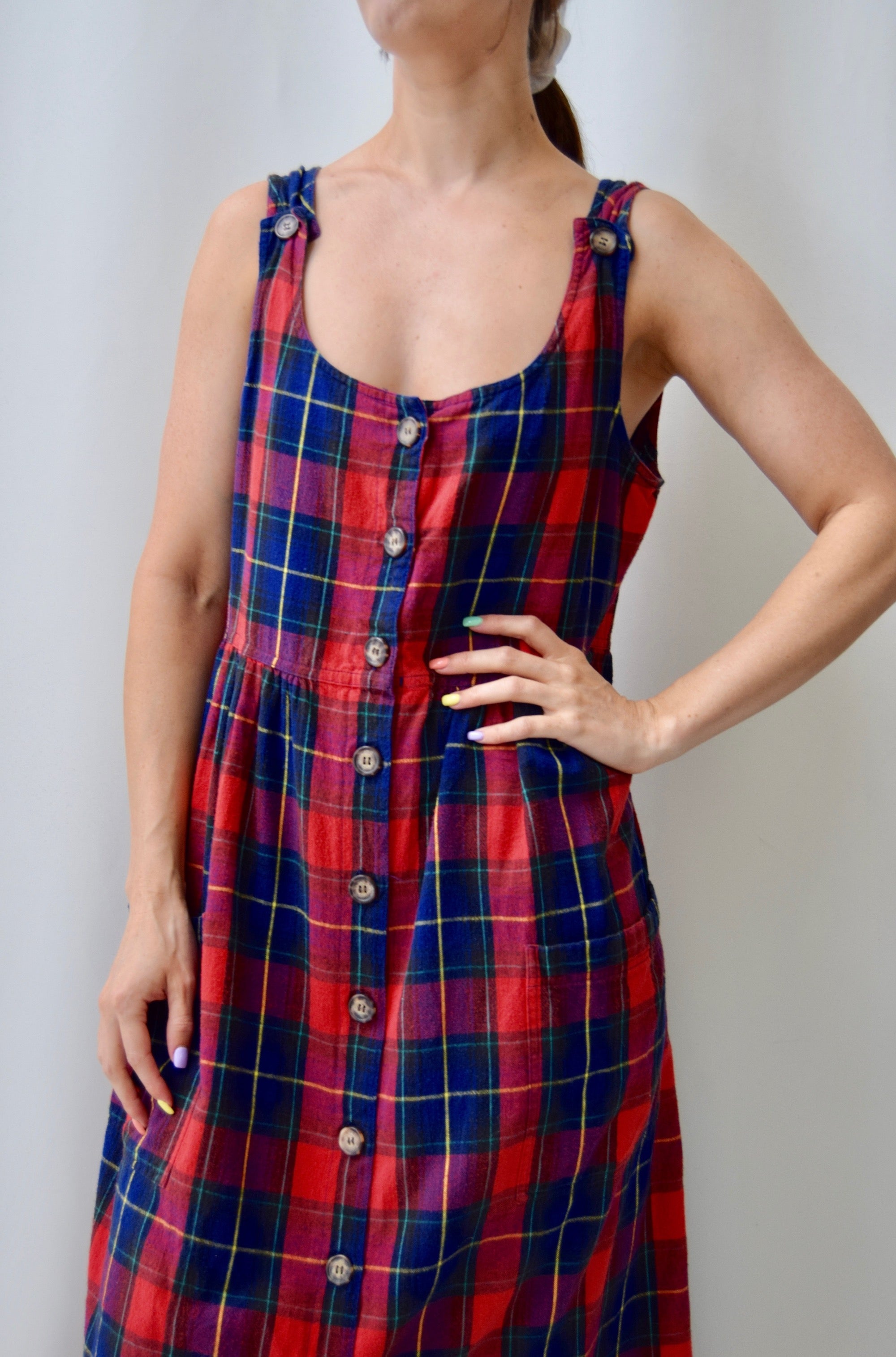 Plaid Flannel Jumper Dress Community Thrift and Vintage Plaid Flannel Jumper Dress Community Thrift and Vintage