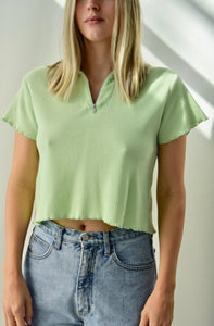 Nineties Mint Waffle Crop Top