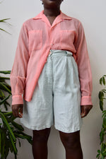 Linen Mint Striped Trouser Shorts