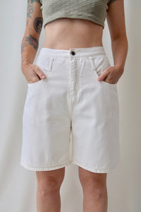 Cream Relaxed Fit Denim Shorts