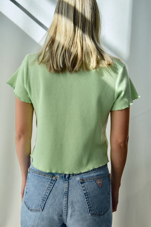 Nineties Mint Waffle Crop Top