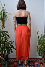 Coral Silk Wrap Skirt
