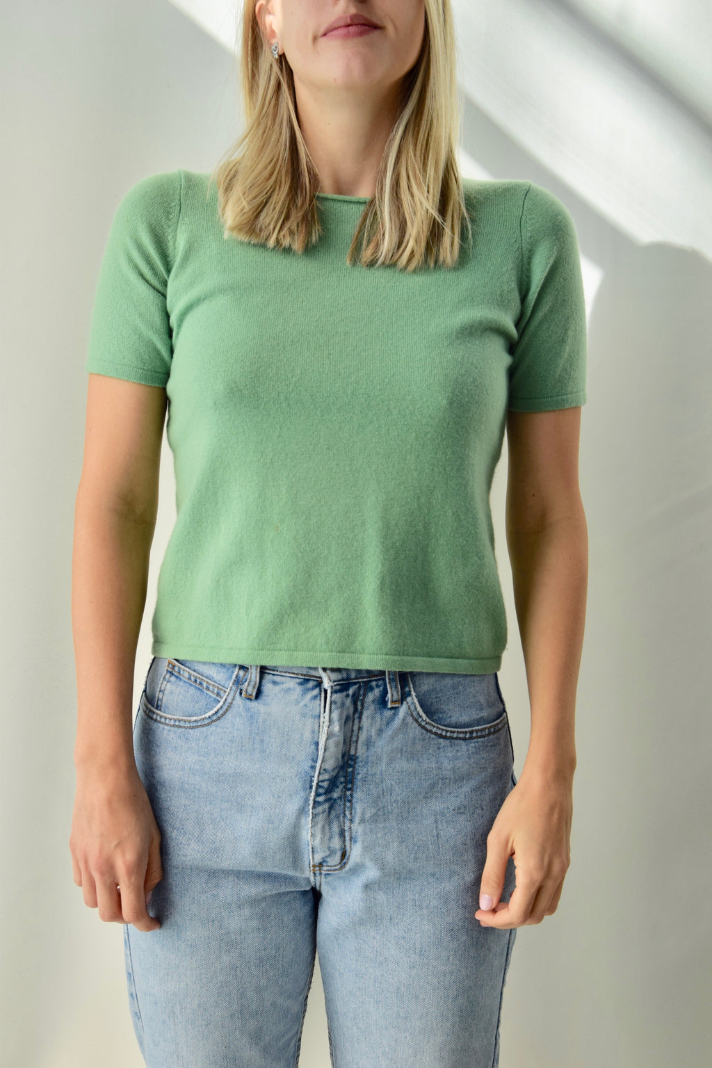 Short Sleeve Pear Cashmere Sweater