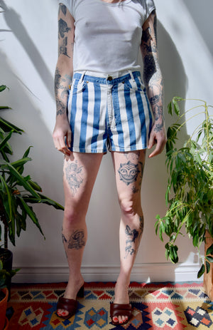 Striped Denim Shorts