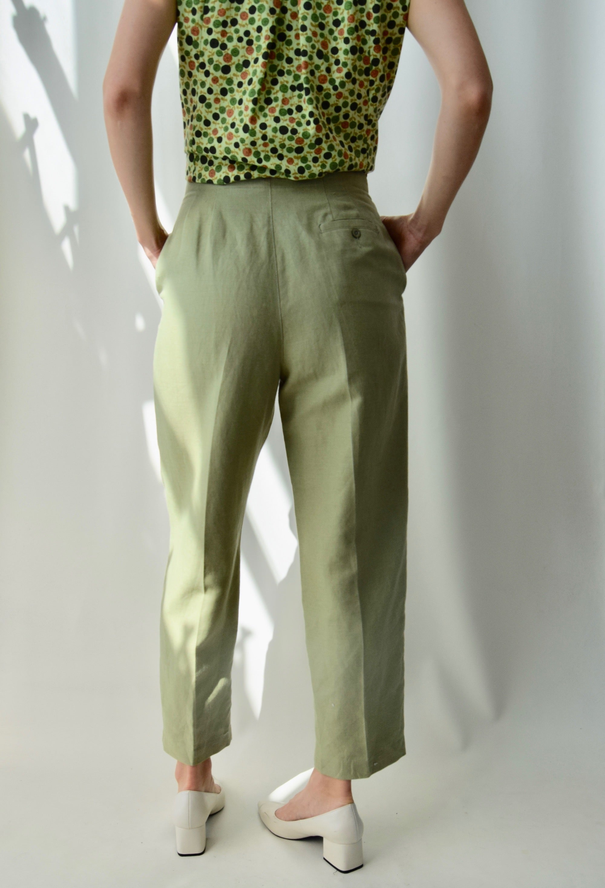 Pistachio Green High Waist Trousers