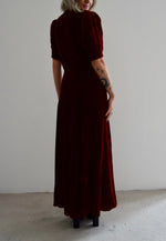 Vintage 30's Silk Velvet Cinnamon Dress