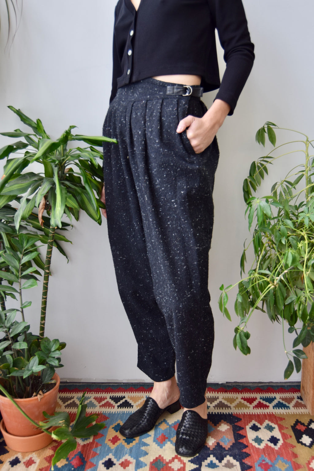 Eighties Pleated Wool Trousers