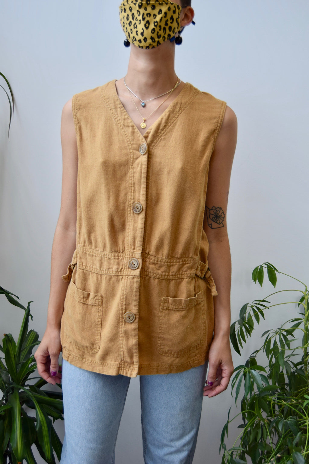 Fawn Linen Safari Vest
