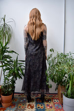 Nineties Black Gauzy Silk Dress