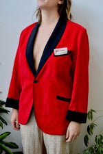 "Merry Christmas" Red Corduroy Smoking Jacket