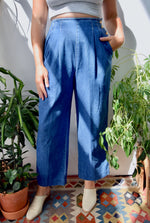 Wide Leg Pleated Denim Pants