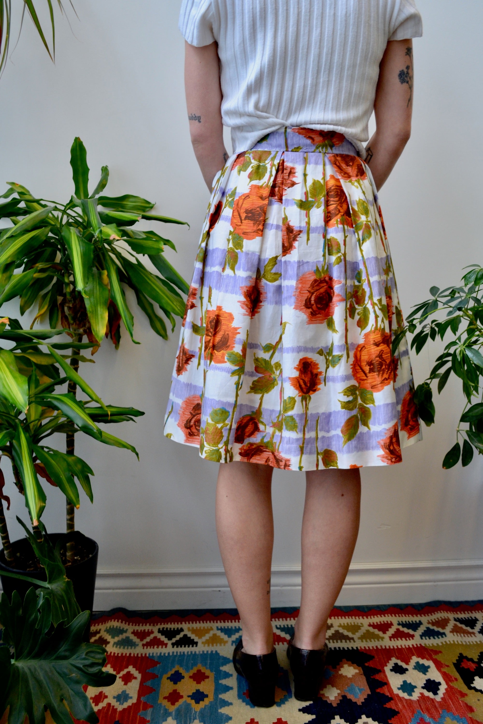 Sixties Cotton Floral Skirt