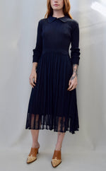 Midnight Pleated Scallop Dress