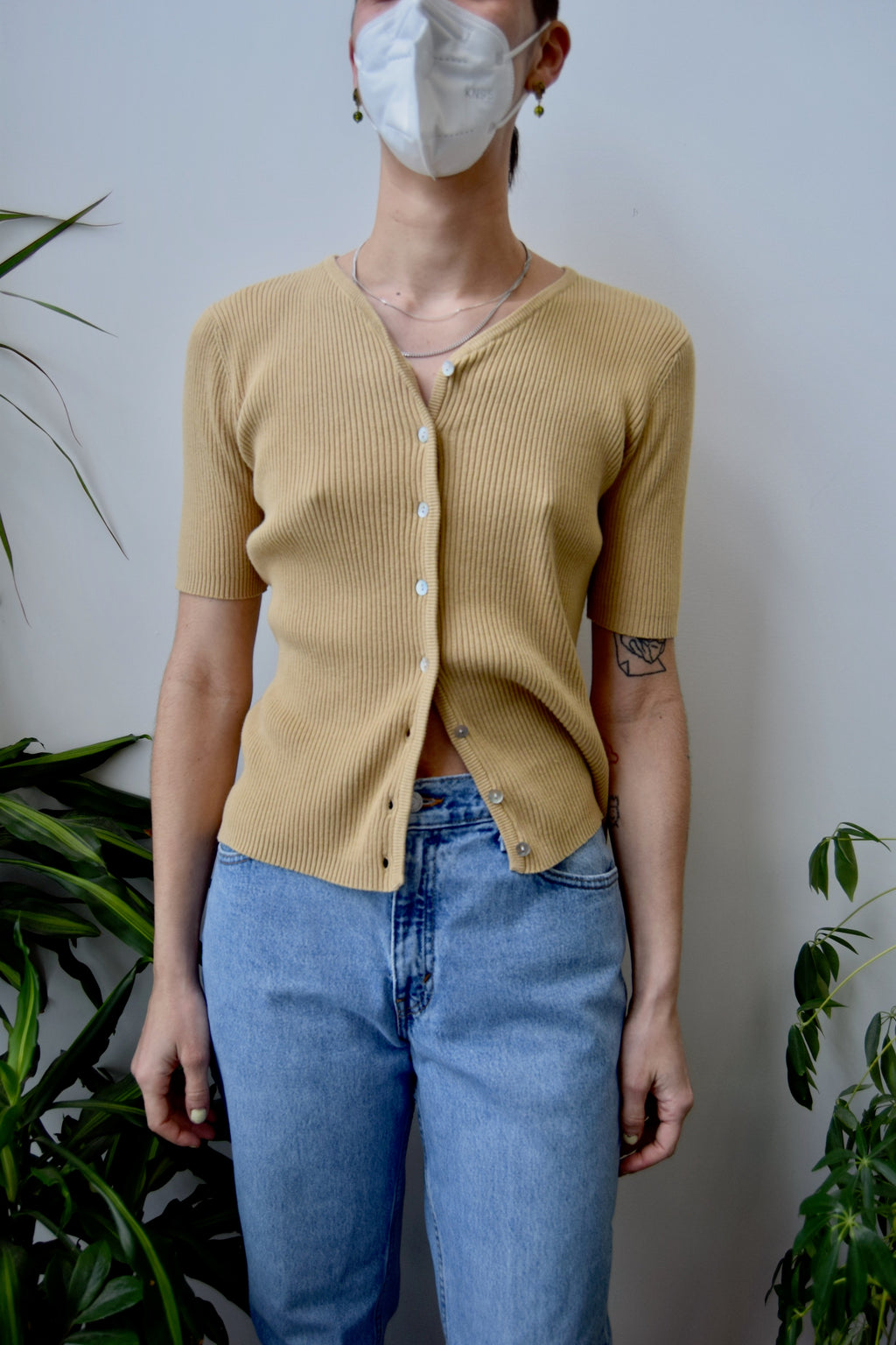 Sand Ribbed Knit Top
