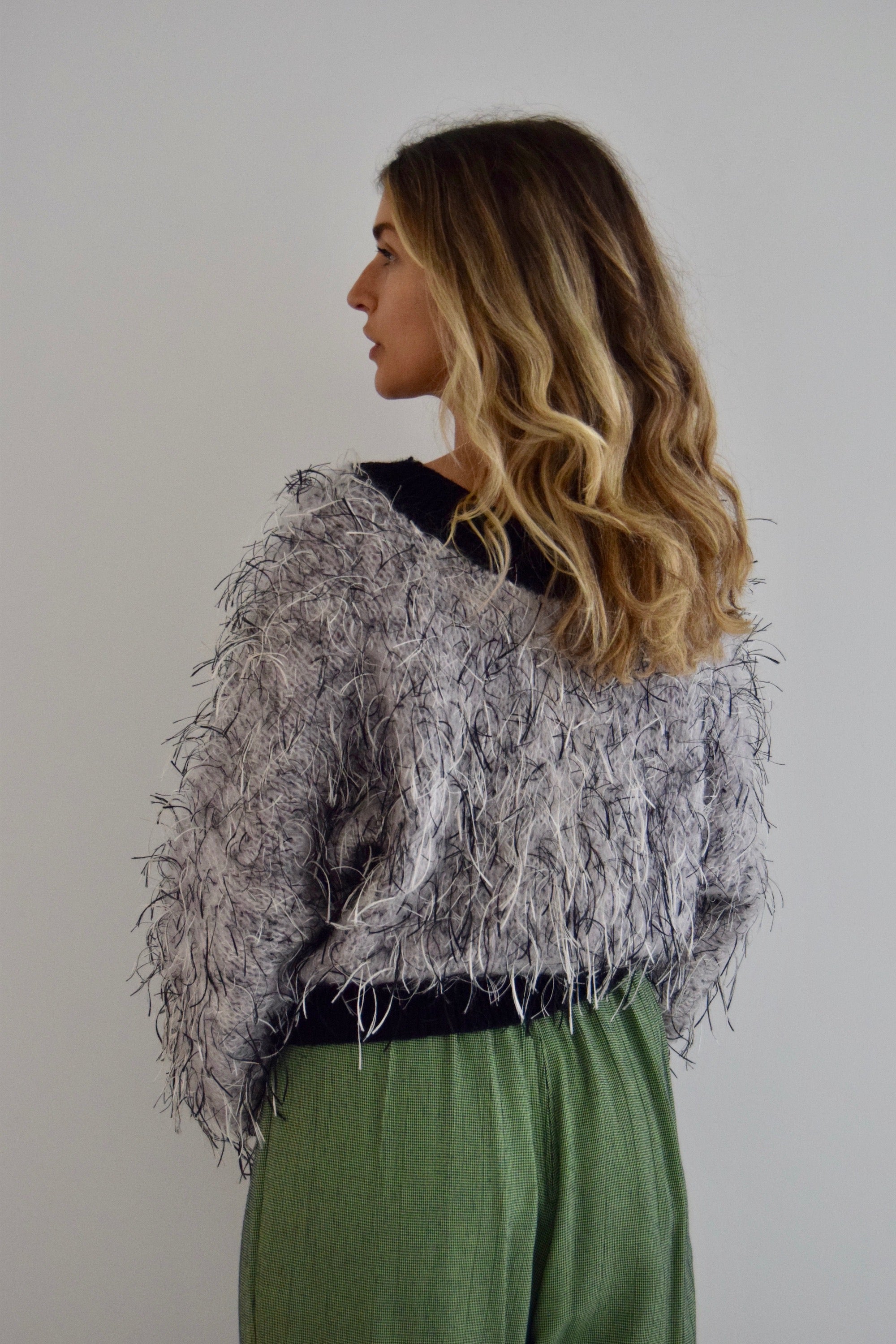 Silver Mauve Mohair Cropped Sweater