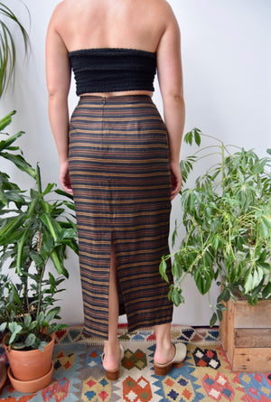 Black & Brown Linen Skirt