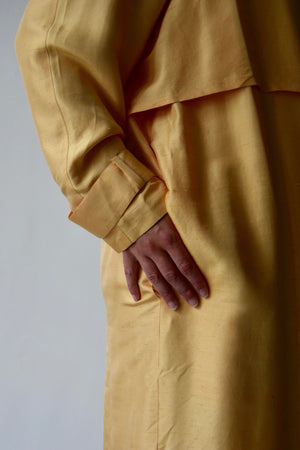 Golden Yellow Raw Silk Duster Trench Coat