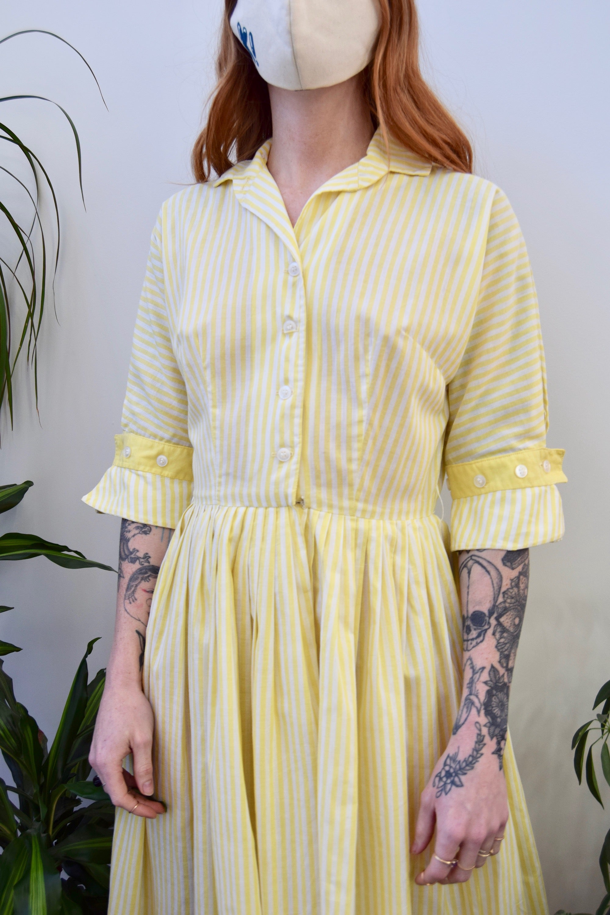 Fifties Sunny Yellow Striped Day Dress