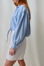 Razzle Dazzle Chambray Balloon Sleeve Crop