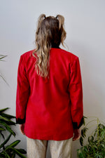 "Merry Christmas" Red Corduroy Smoking Jacket