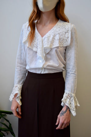 Seventies Lace Ruffle Top