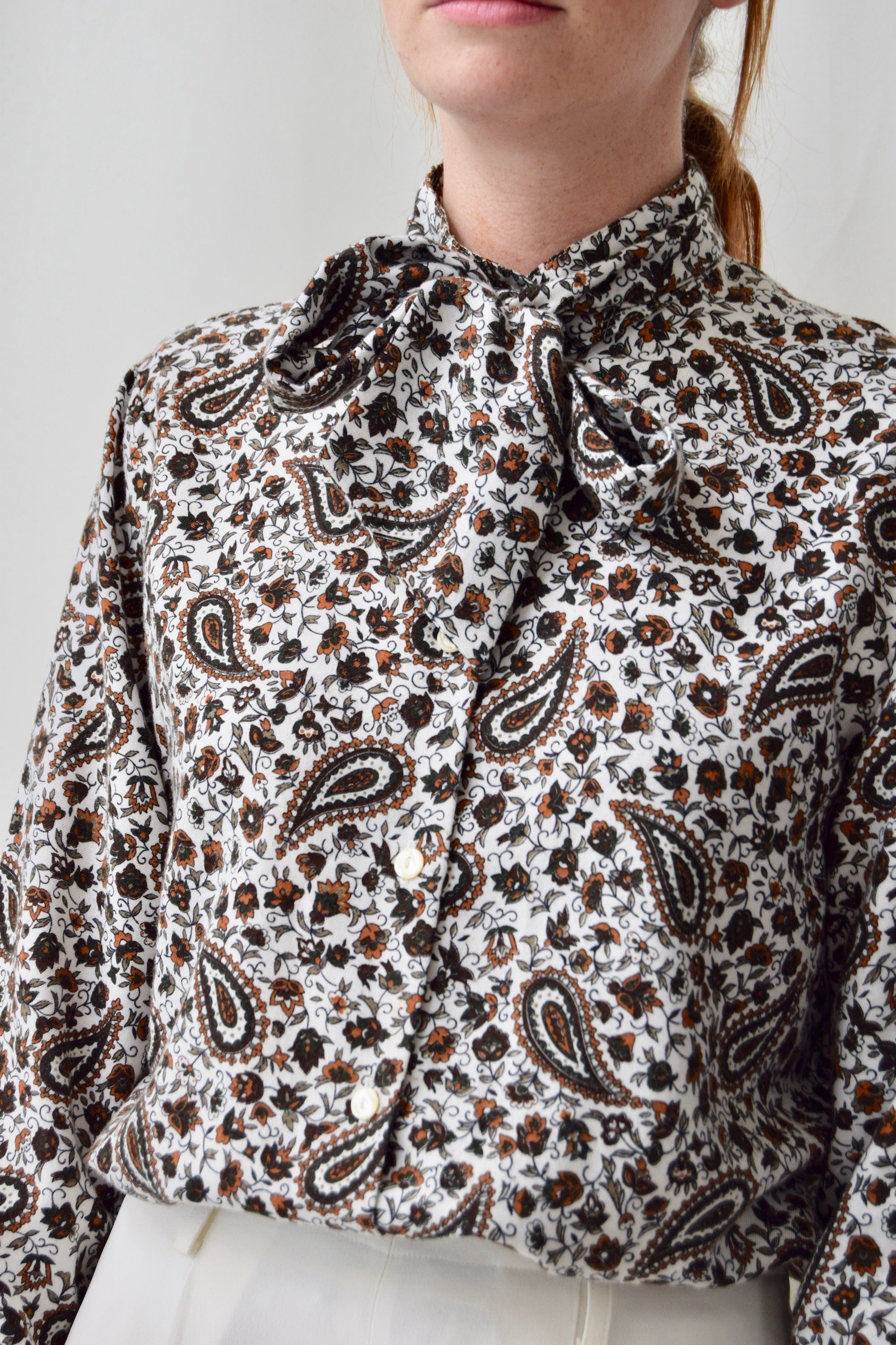 Eighties Paisley Pussy Bow Blouse