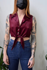 Satin Wine Tie Top