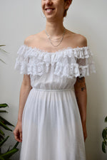 Seventies Off The Shoulder Lace Gown