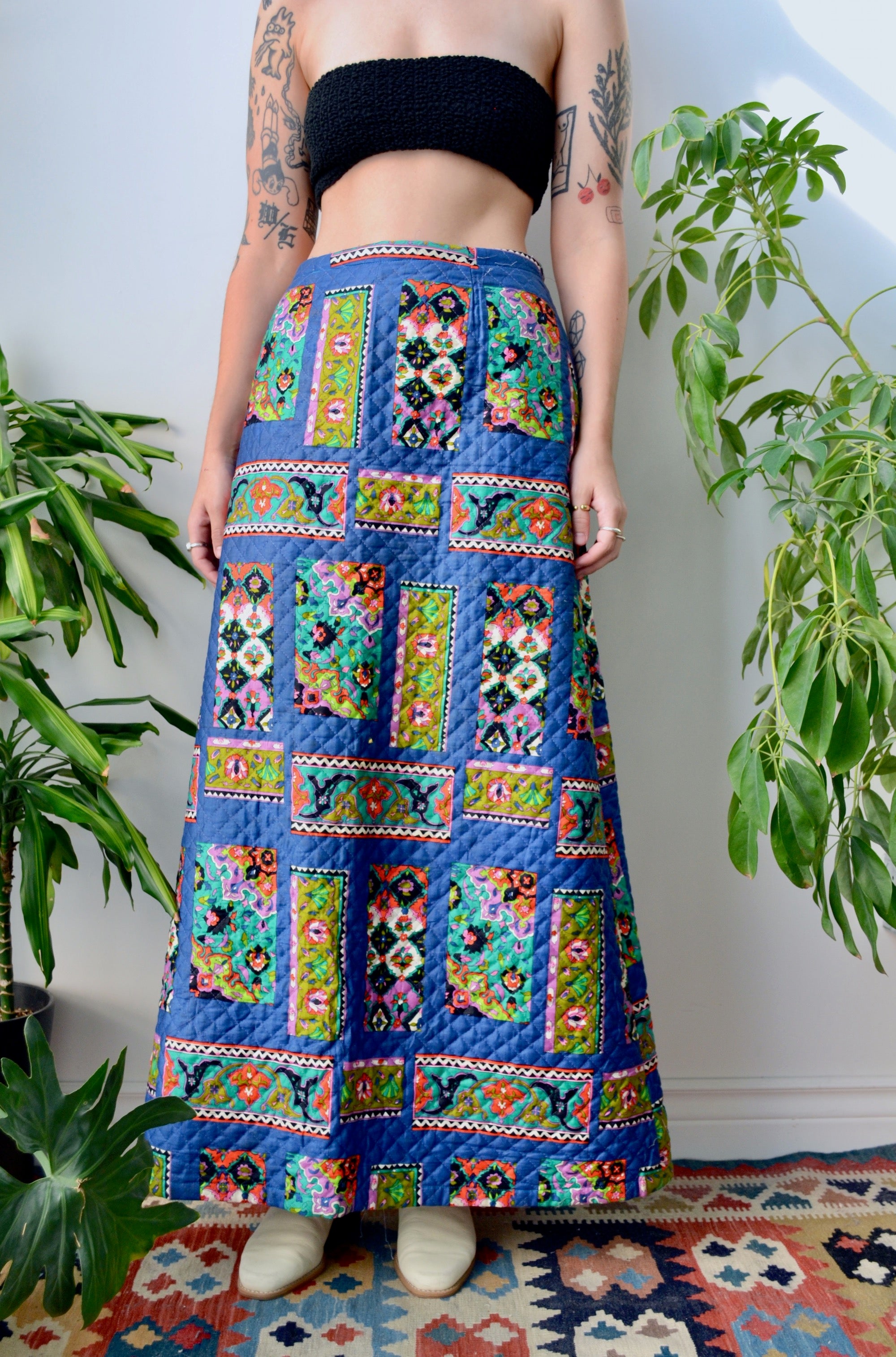 Seventies Quilted Maxi Skirt