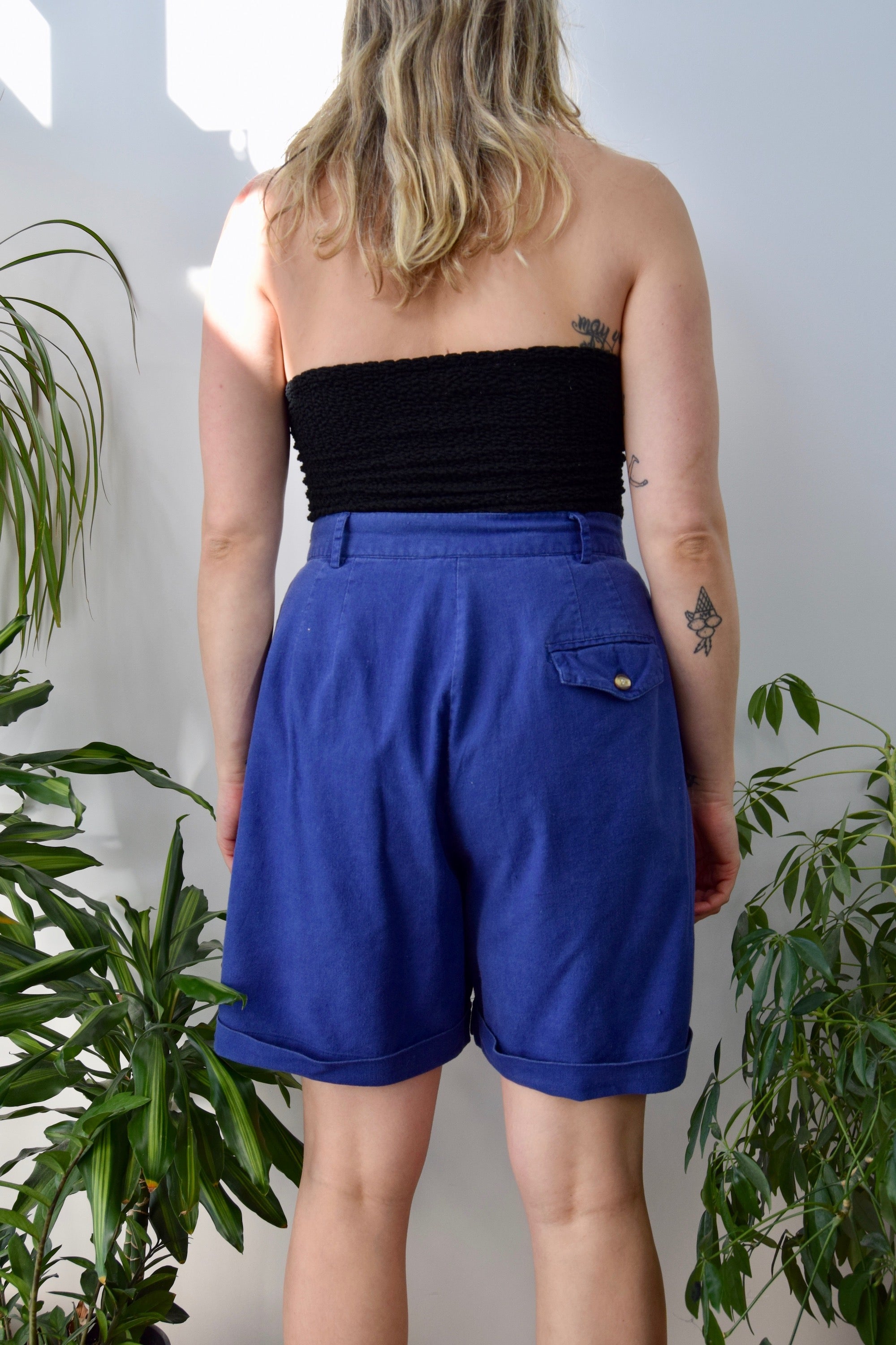 Cobalt Linen Trouser Shorts
