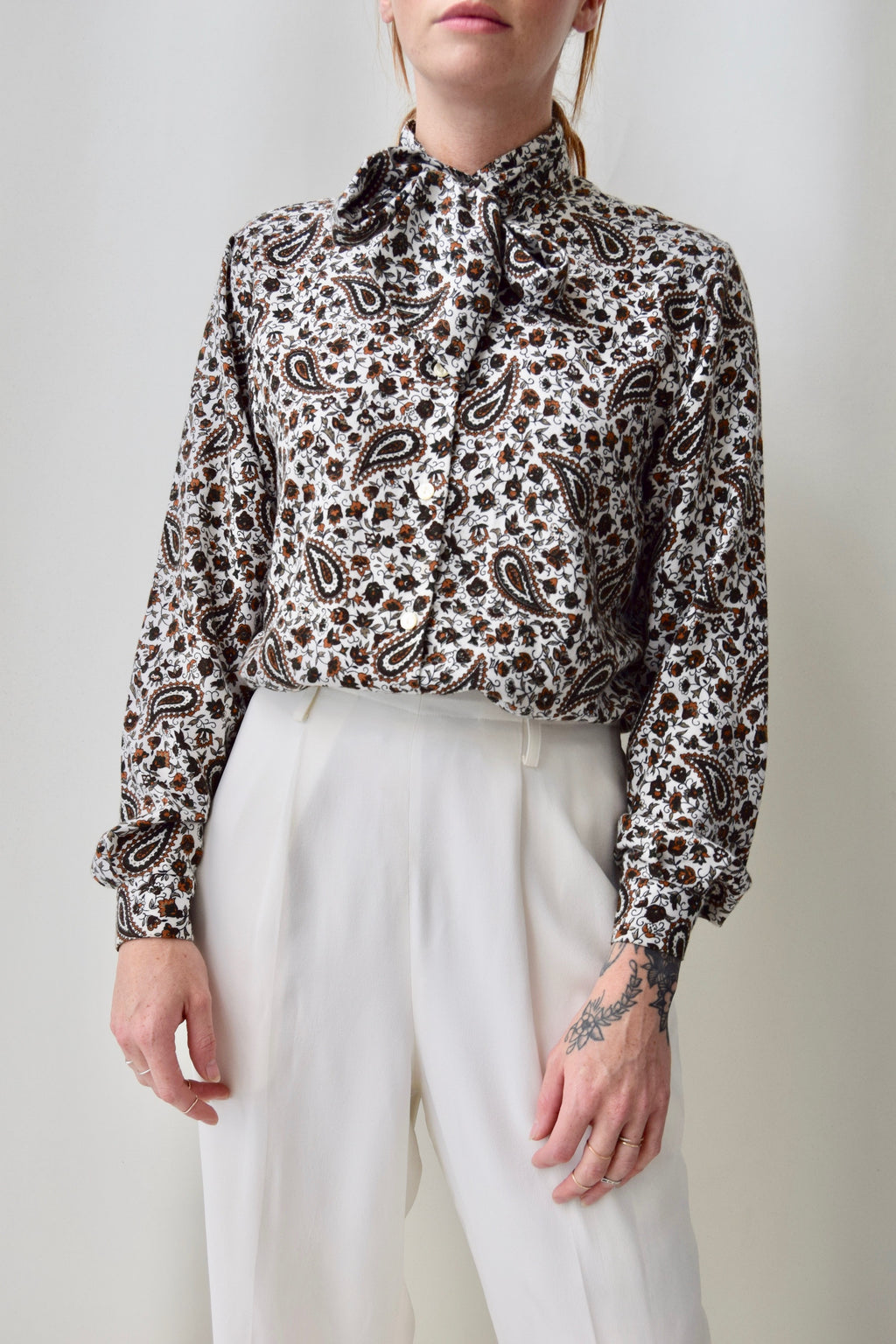 Eighties Paisley Pussy Bow Blouse