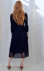 Midnight Pleated Scallop Dress