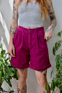 Magenta Cord Trouser Shorts