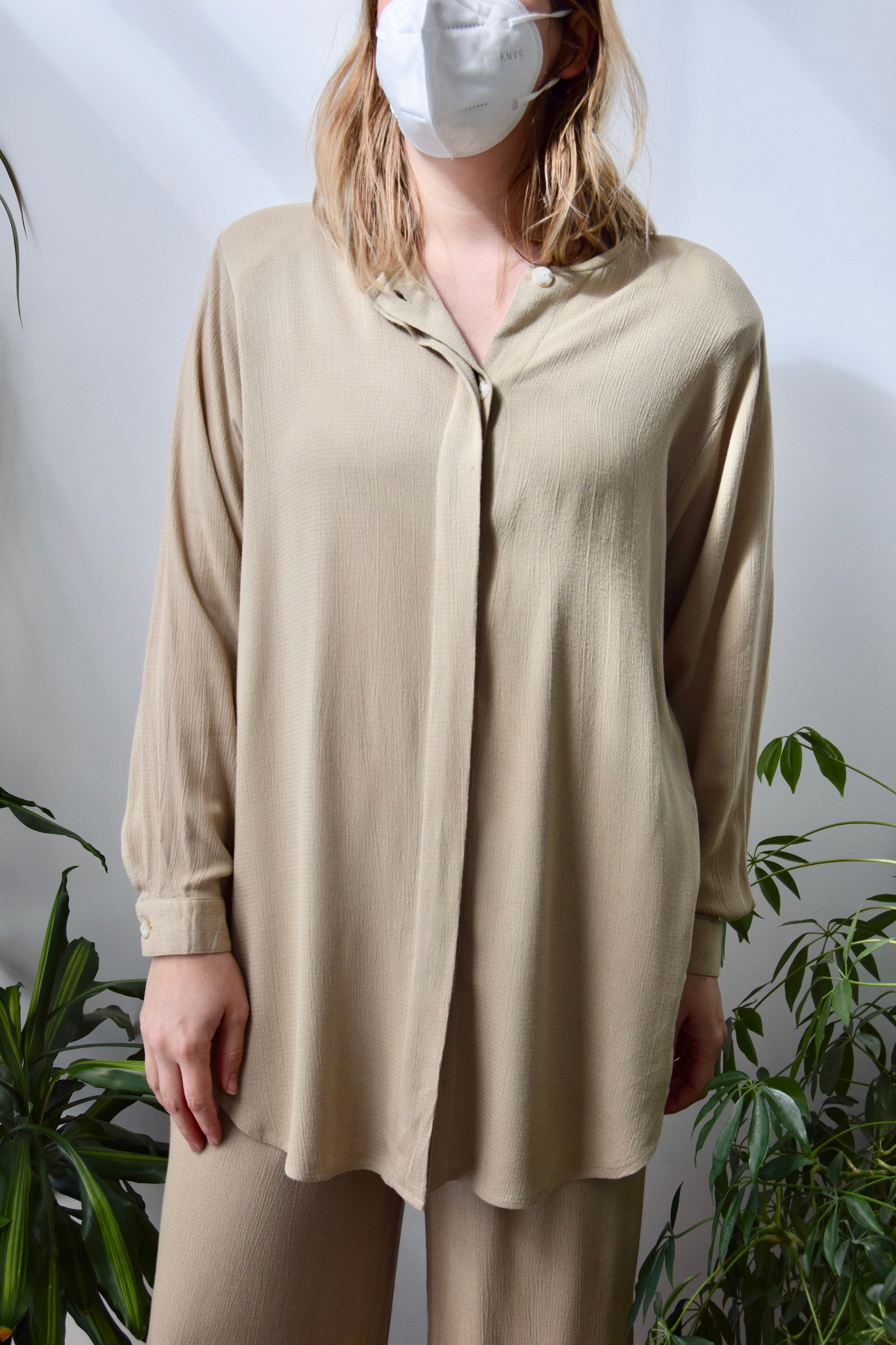 Beige Rayon Lounge Suit