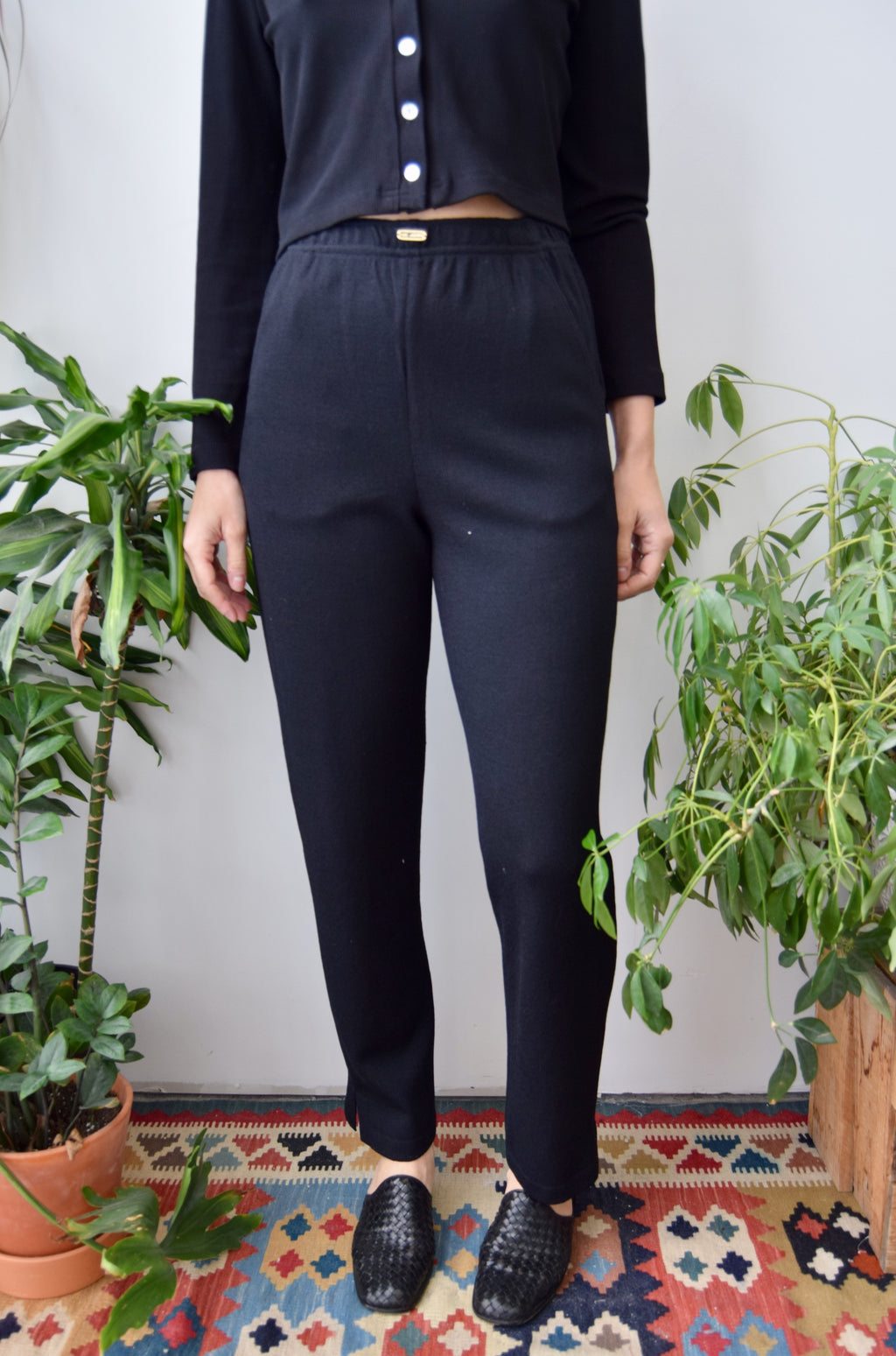 St. John Black Knit Trousers