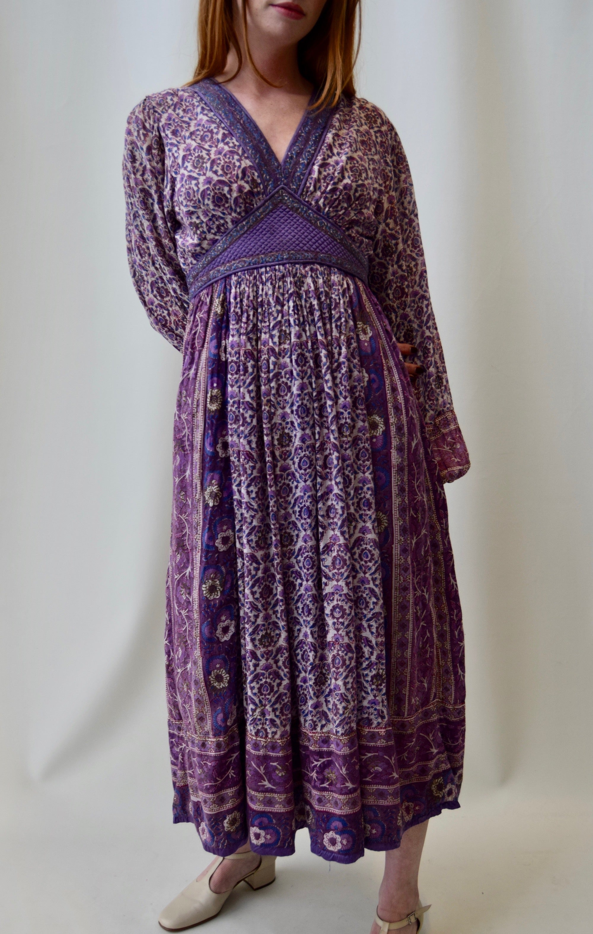 Vintage 1970's "Papillon" Indian Gauze Cotton Dress