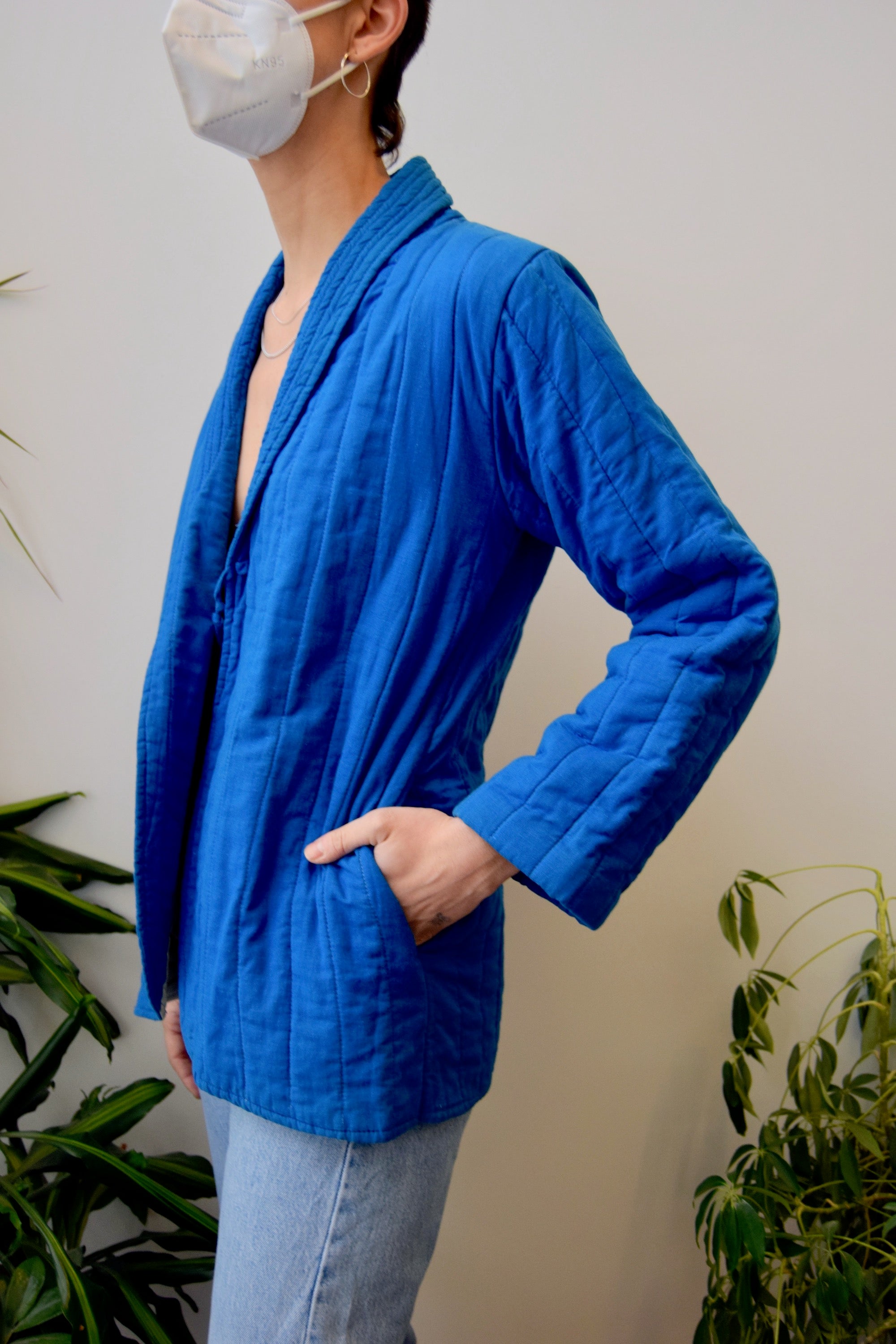 Quilted Cobalt Indian Cotton Jacket