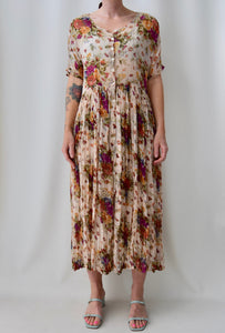 Crinkled Rayon Floral Dress