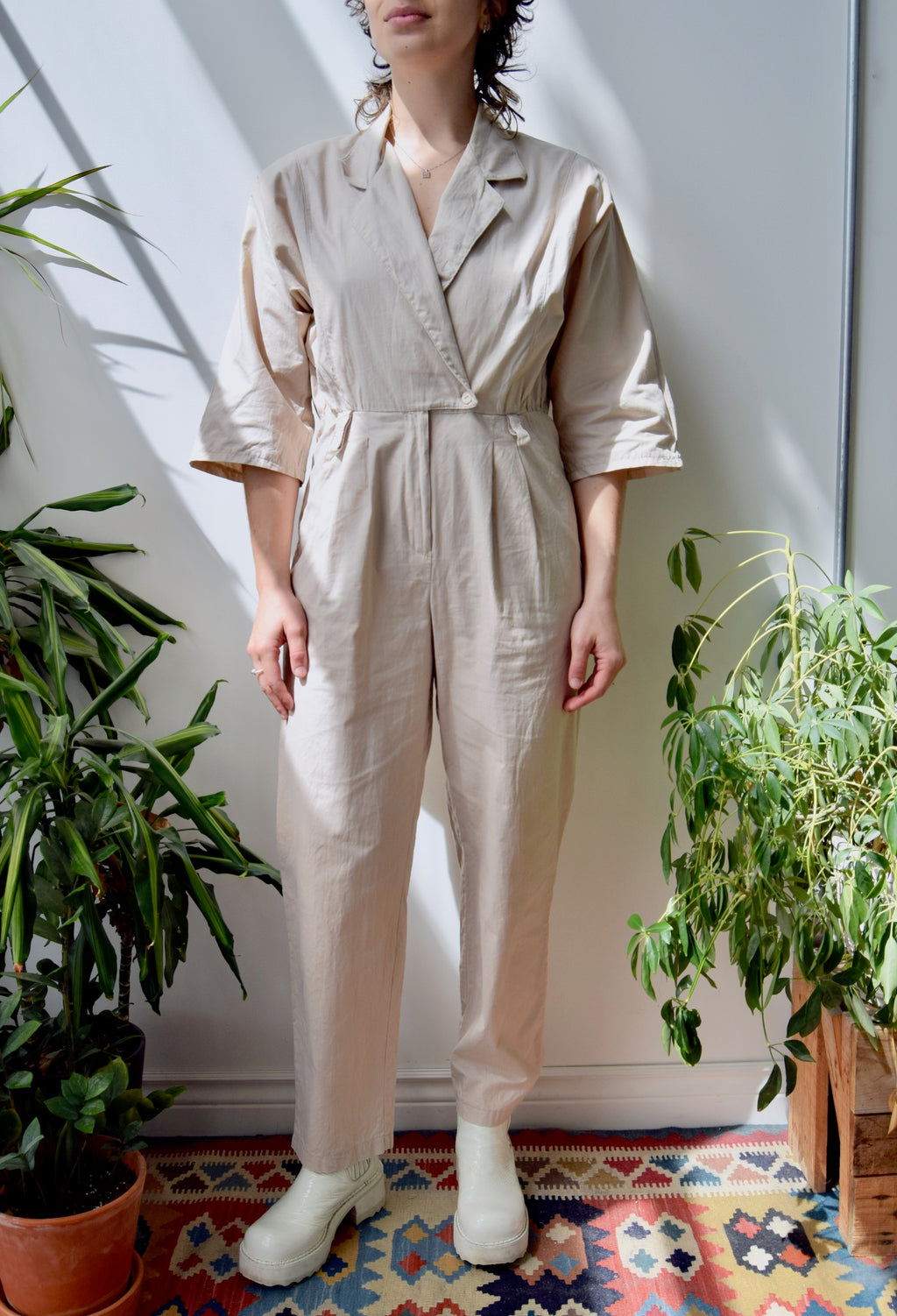 Tan Cotton Jumpsuit